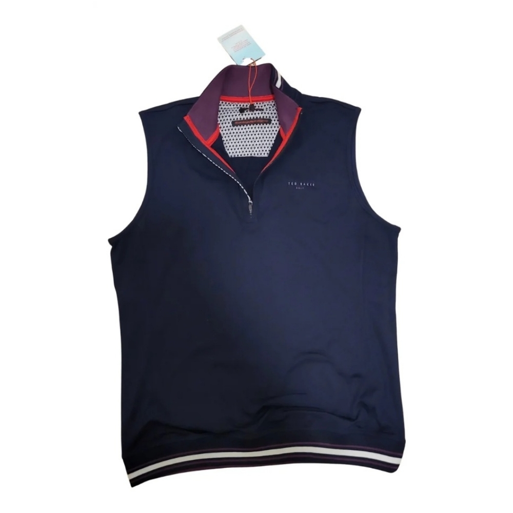 🆕️ Ted Baker Gala Trim Golf Quarter - Zip Dark Blue  Vest